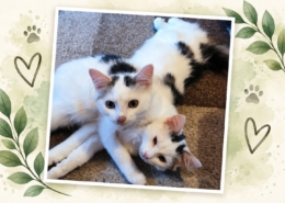 Runa und Zazu als junge Katzen auf ihrer Pflegestelle